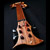 Headstock front and Xylem logo inlay of the 6 string fretless bass guitar