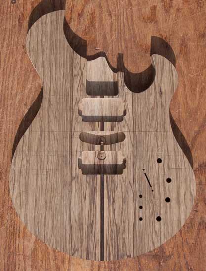 Three-pickup custom guitar with HSH pickup configuration