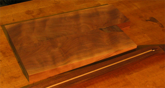 Figured black walnut neck and body blanks from the side