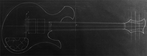 Design of a Xylem custom guitar with unique shape and scrolls