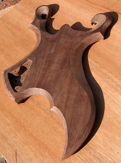 Carved black walnut custom guitar body