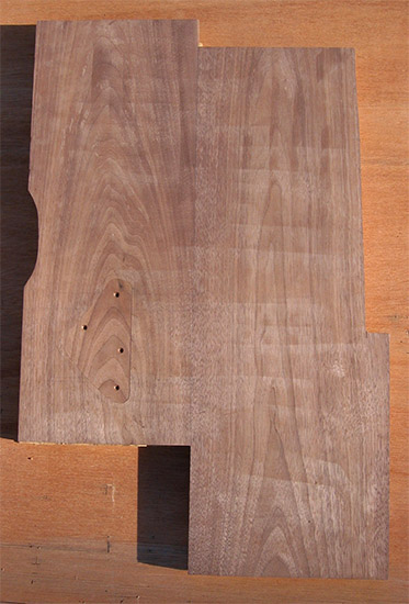 Black walnut core of a custom guitar body blank