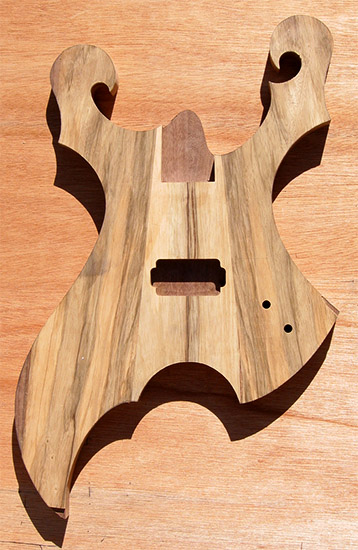 Metal style body shape on a custom guitar