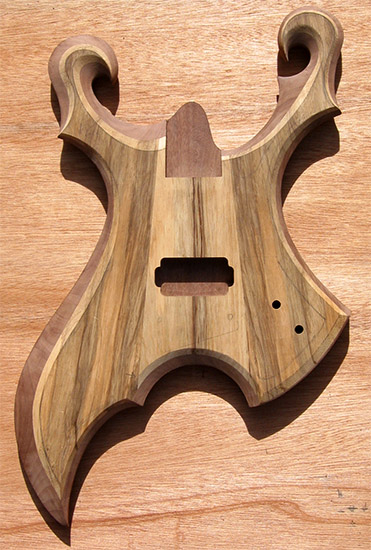Limba and black walnut metal style guitar body