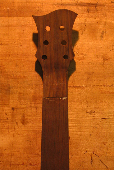Black walnut guitar neck with black walnut headstock veneer