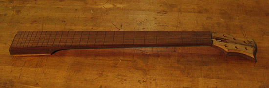 Limba headstock on a custom guitar neck